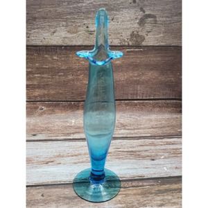 Blue stretch glass bud vase
